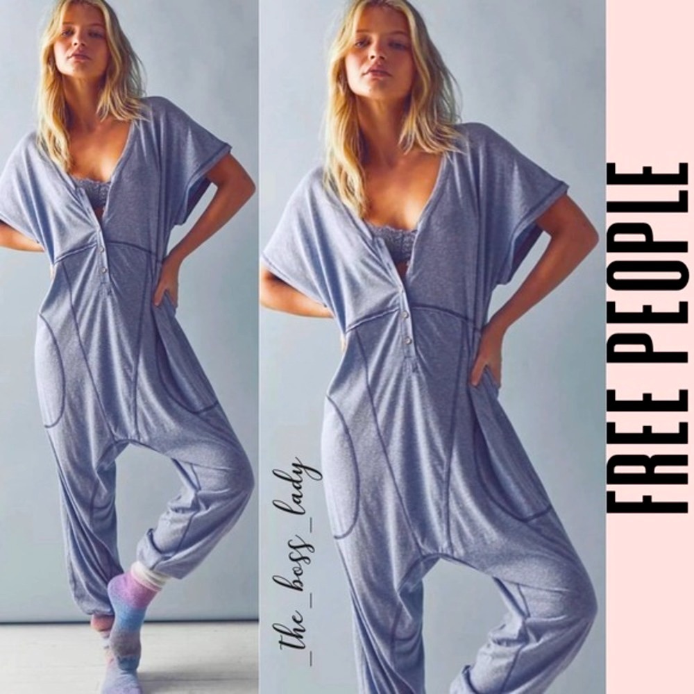 Free People jumpsuit Medium one-piece henley romper harem onesie